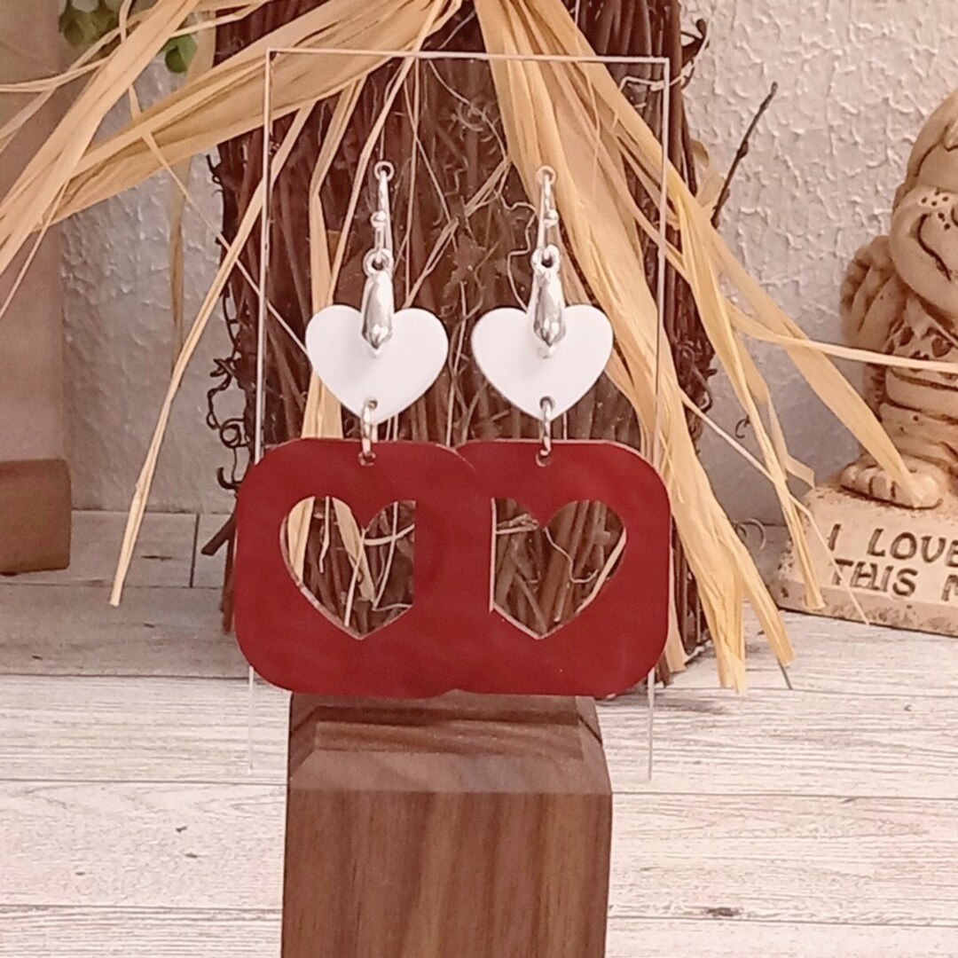 Blue Love Bird with Red Heart UV Printed on Square Earrings Blue Love Bird with Red Heart UV Printed on Square Earrings